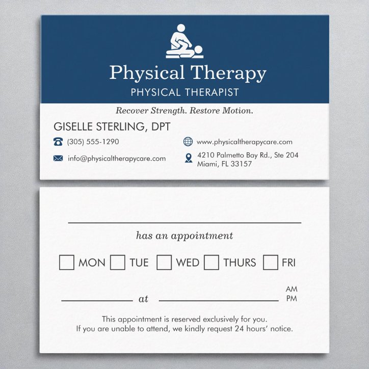 Physical Therapy Office Appointment Reminder Business Card