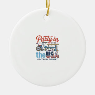 Physical Therapy Party in the USA Vintage T-Shirt_ Ceramic Ornament