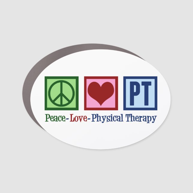 Physical Therapy Peace Love PT Car Magnet (Front)