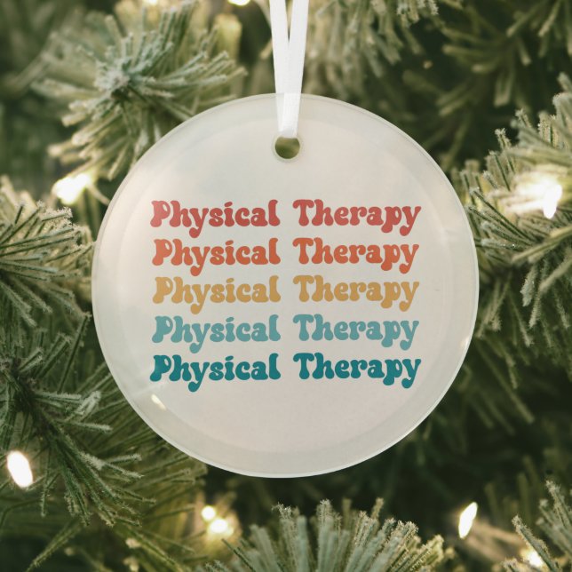 Physical Therapy PT Retro PT Grad Gifts Glass Ornament (Insitu)