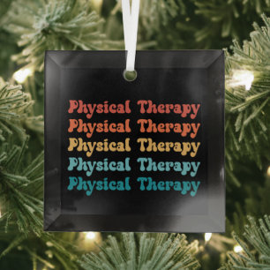 Physical Therapy PT Retro PT Grad Gifts Glass Ornament