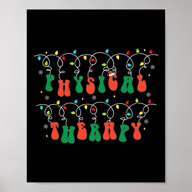 Physical Therapy Pt Santa Hat Christmas Lights Xma Poster (Front)