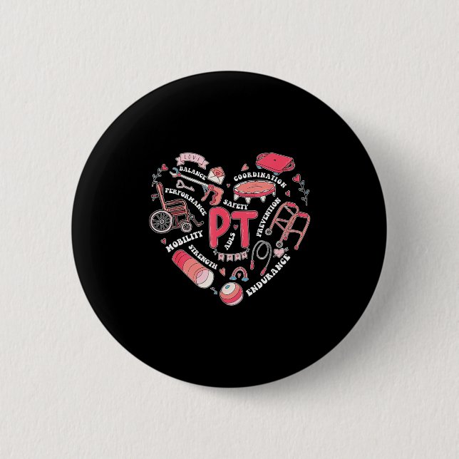 Physical Therapy Pt Valentine Heart Shape Physical Button (Front)