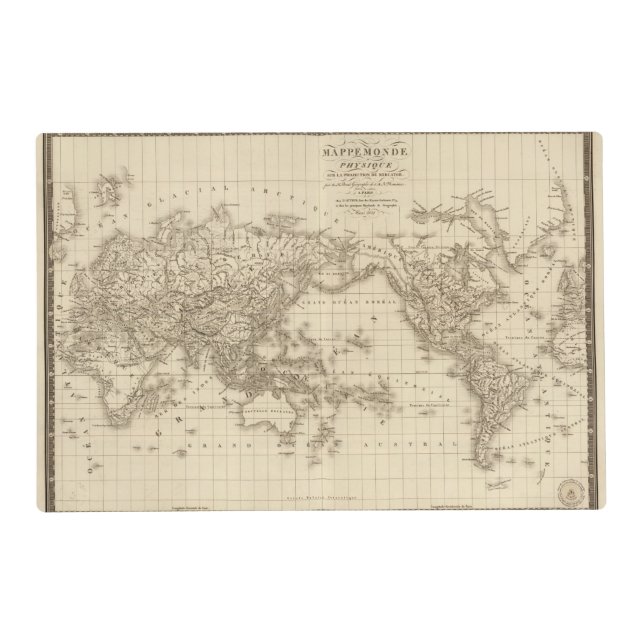 Physical world map placemat (Front)