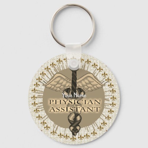 Physician Assistant Caduceus custom name keychain 