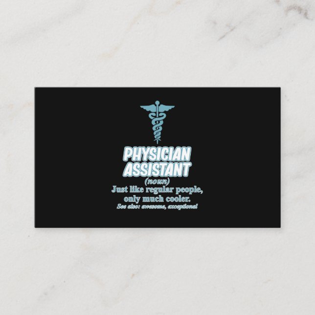 Physician Assistant Definition PA Medical Students Enclosure Card (Front)