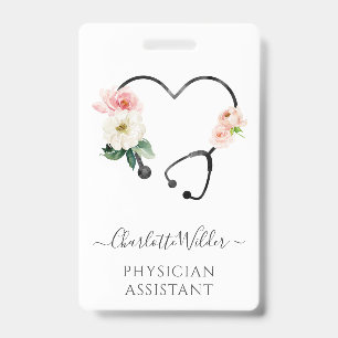 Physician Assistant Floral Stethoscope Badge