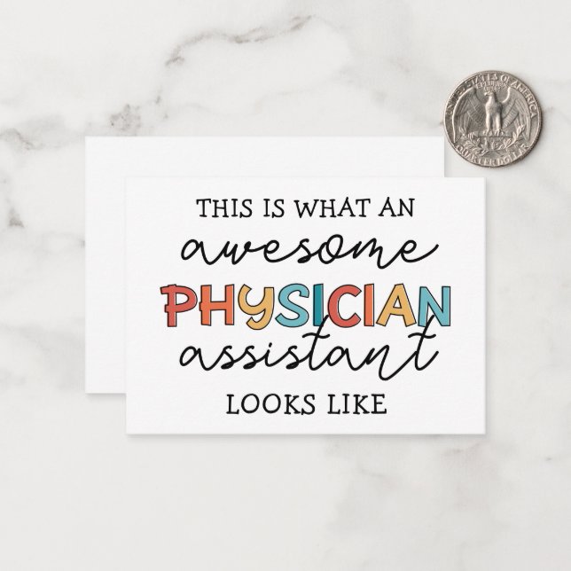 Physician Assistant Funny Awesome PA Note Card (Front/Back In Situ)