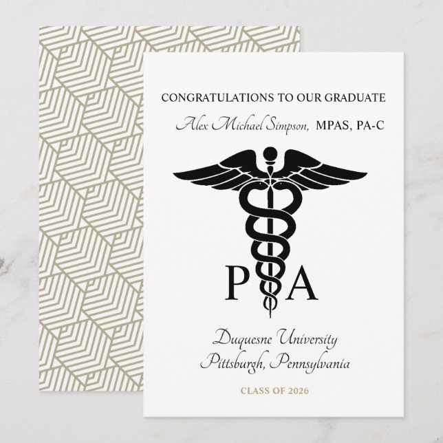 Physician Assistant Graduate Announcement (Front/Back)