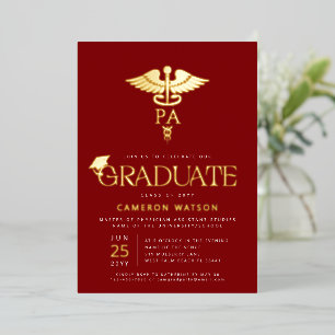 Physician Assistant Graduate PA School Graduation Foil Invitation