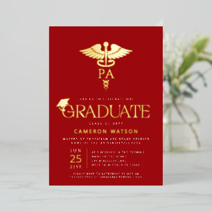 Physician Assistant Graduate PA School Graduation Foil Invitation