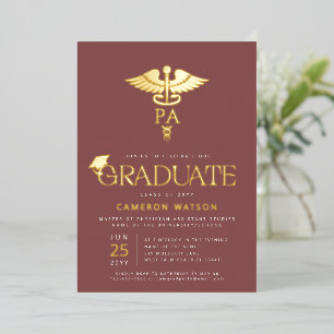 Physician Assistant Graduate PA School Graduation Foil Invitation