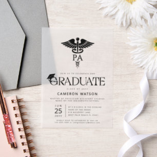 Physician Assistant Graduate PA School Graduation Vellum Invitations