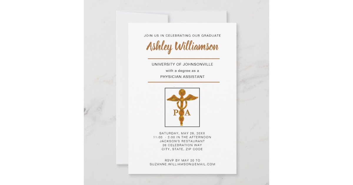 Physician Assistant Graduation Announcement Symbol | Zazzle