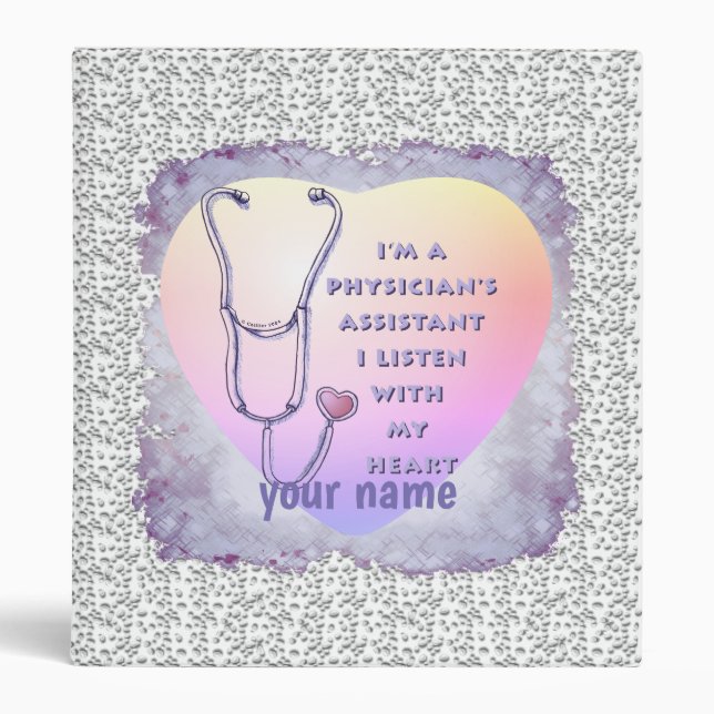Physician Assistant Heart 3 Ring Binder (Front)
