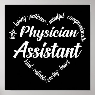 Physician Assistant Heart Word Cloud Poster