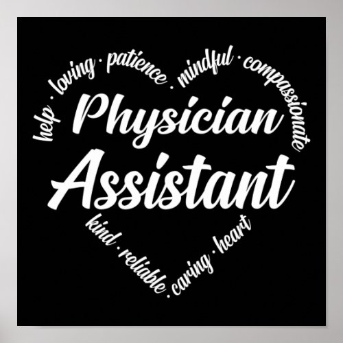 Physician Assistant Heart Word Cloud Poster