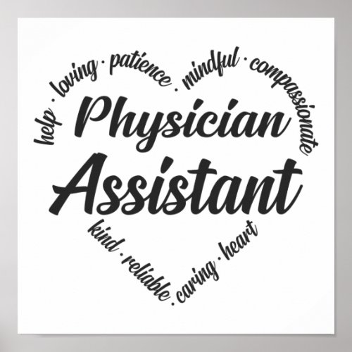 Physician Assistant Heart Word Cloud Poster