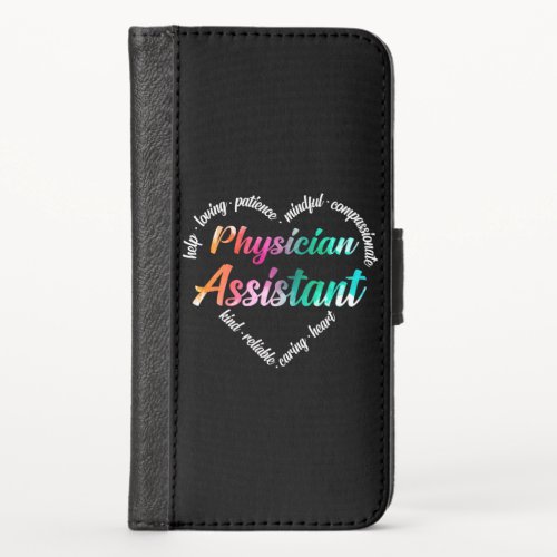 Physician Assistant Heart Word Cloud Watercolor iPhone X Wallet Case