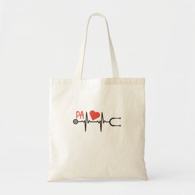 Physician Assistant Heartbeat PA Medical Students Tote Bag (Front)