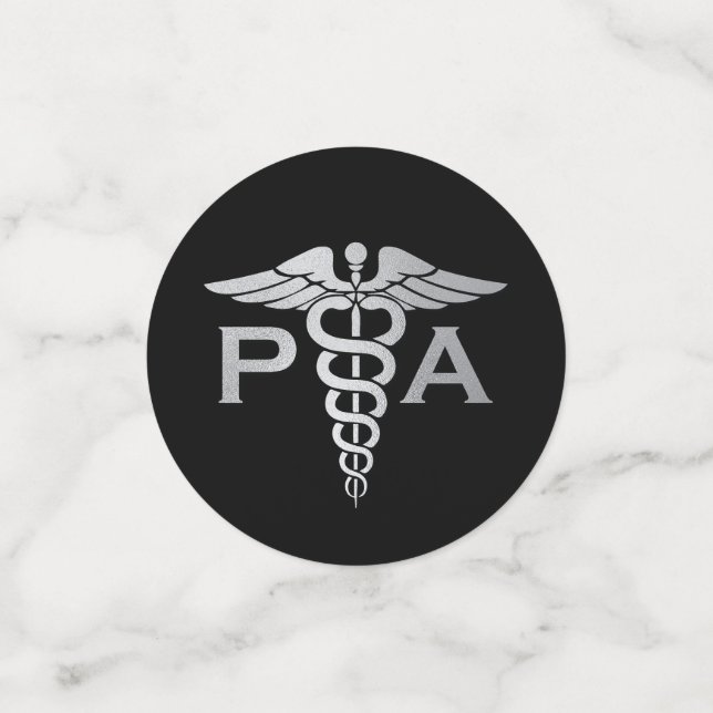 Physician Assistant PA Graduation Black Silver Confetti (Small Front)