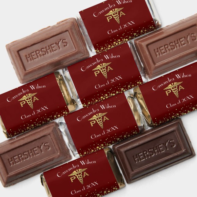 Physician Assistant PA Graduation Maroon Gold Hershey's Miniatures (Assorted)