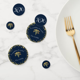 Physician Assistant PA Graduation Navy Blue Gold Confetti