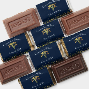 Physician Assistant PA Graduation Navy Blue Gold Hershey's Miniatures