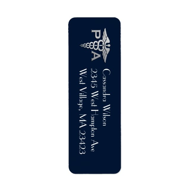 Physician Assistant PA Graduation Navy Blue Silver Label (Front)
