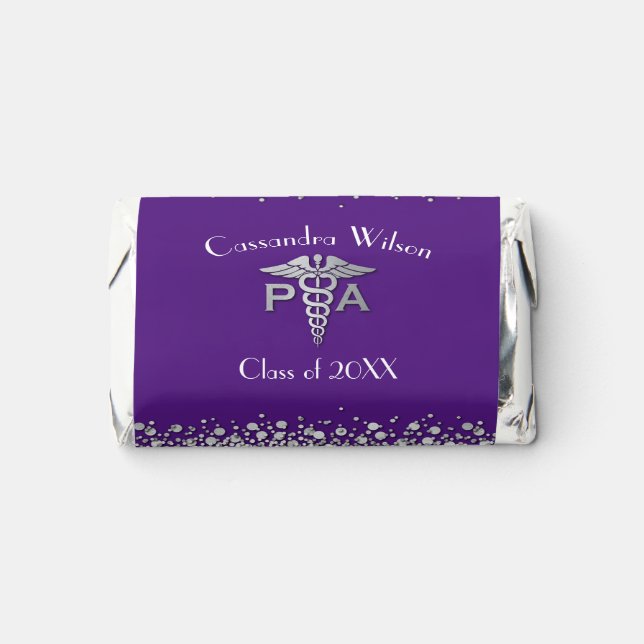 Physician Assistant PA Graduation Purple Silver Hershey's Miniatures (Front)