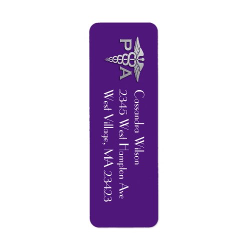 Physician Assistant PA Graduation Purple Silver Label