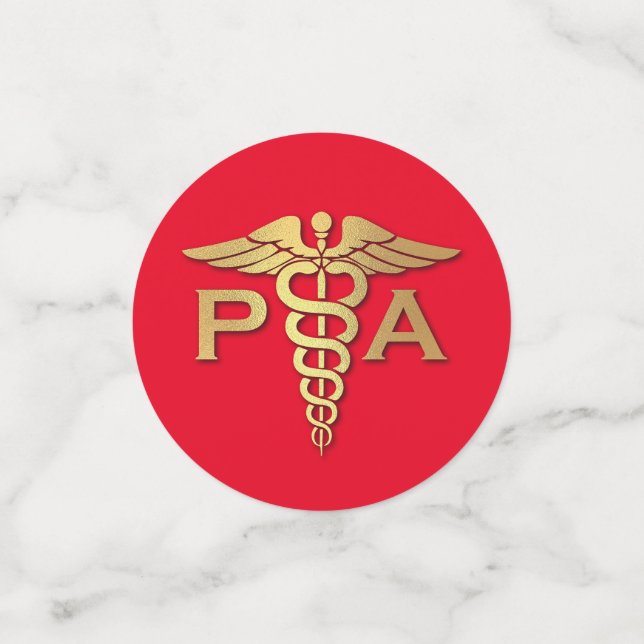 Physician Assistant PA Graduation Red Gold Confetti (Small Front)