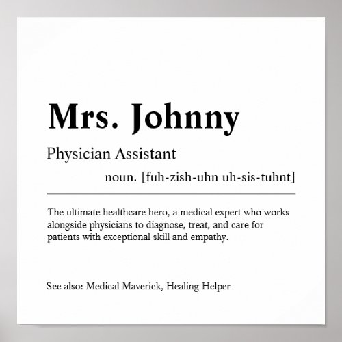 Physician Assistant Personalized Gift Poster