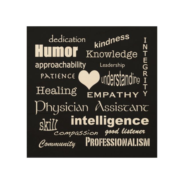Physician Assistant+White Heart Wood Wall Art (Front)