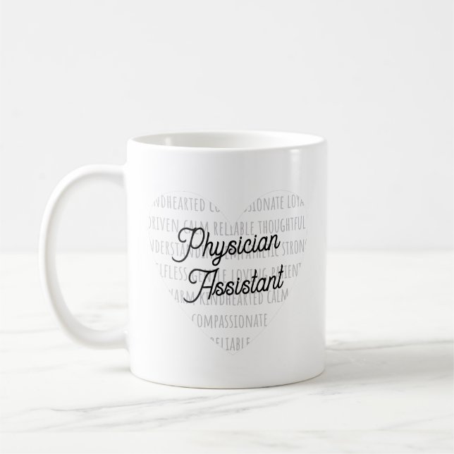 "Physician Assistant" with definition words heart Coffee Mug (Left)