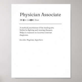 Physician Associate Definition Funny Poster Gift