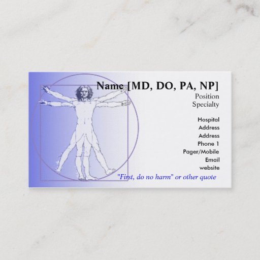 Customizable Physician Business Card