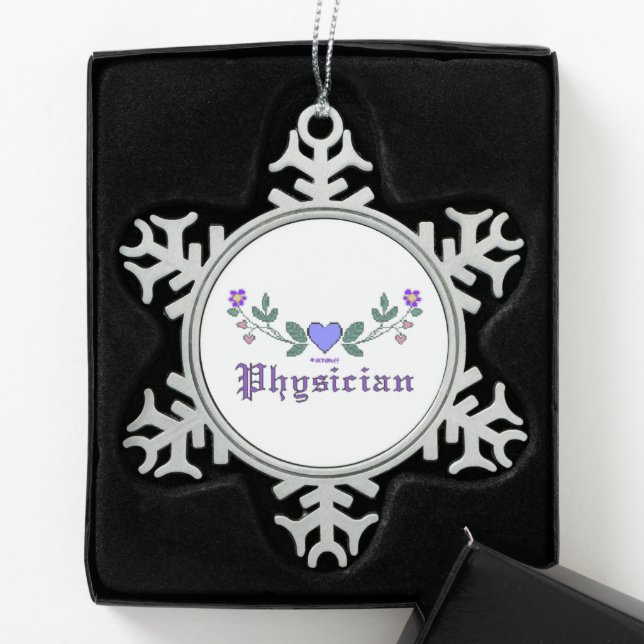 Physician CS Snowflake Pewter Christmas Ornament (Box)