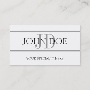 Physician Doctor MD Medical Silver Stripes White Business Card