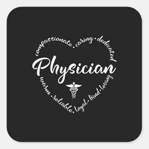 Physician doctor MD PCP heart Square Sticker