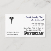 Physician Doctor Medical Symbol Business Card