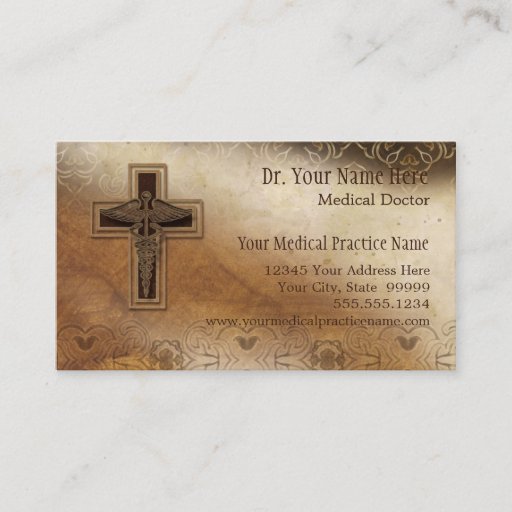 Customizable Physician Medical Doctor Practice Christian Symbol Business Card Template