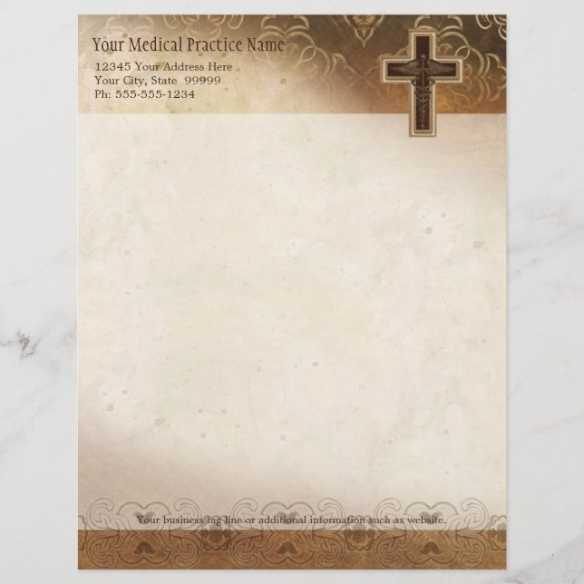 Physician Medical Doctor Practice Christian Symbol Letterhead (Front)