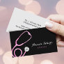 Physician Medical Pink Glitter Stethoscope Doctor Business Card