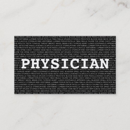 Physician Medical Words Business Card