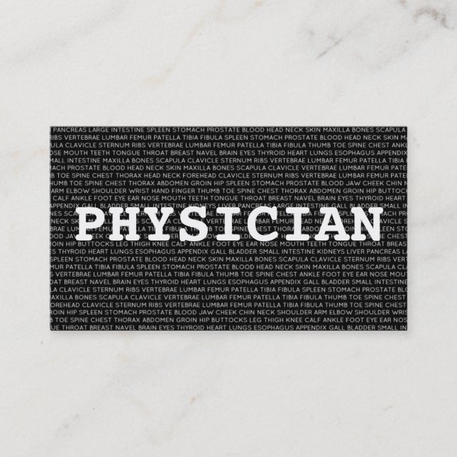 Physician Medical Words Business Card (Front)