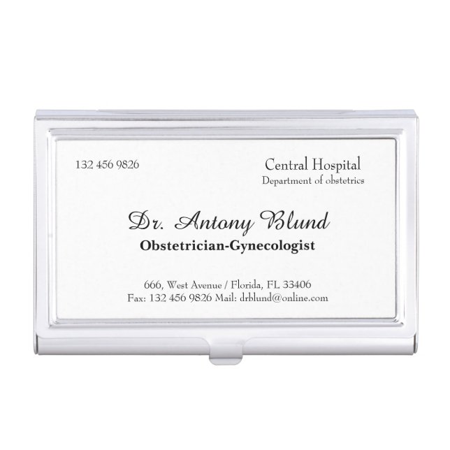 Physician Obstetrician Gynecologist OBGYN Doctor Business Card Case (Front)