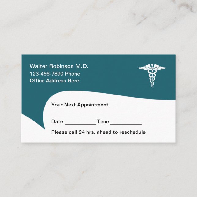 Physician Office Appointment Business Cards Modern (Front)