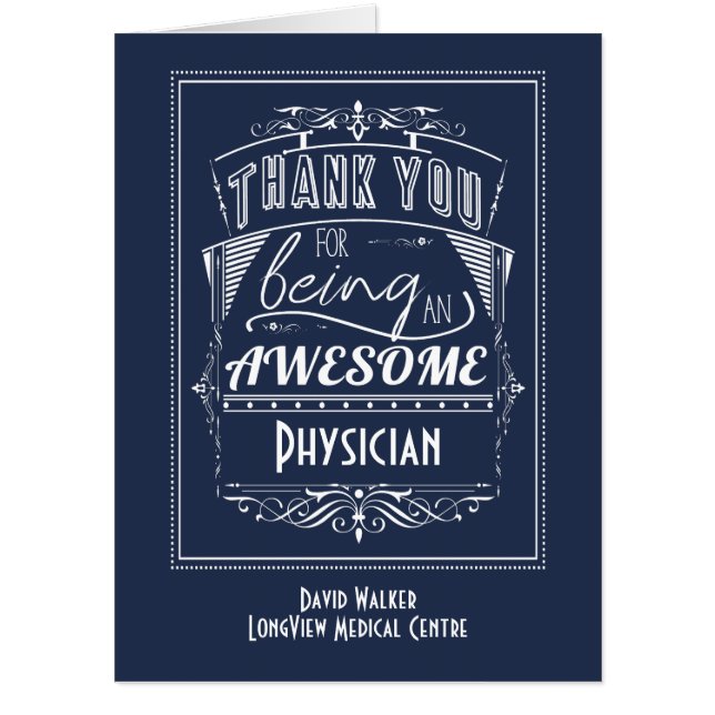 Physician Thank you Awesome Oversized Card (Front)