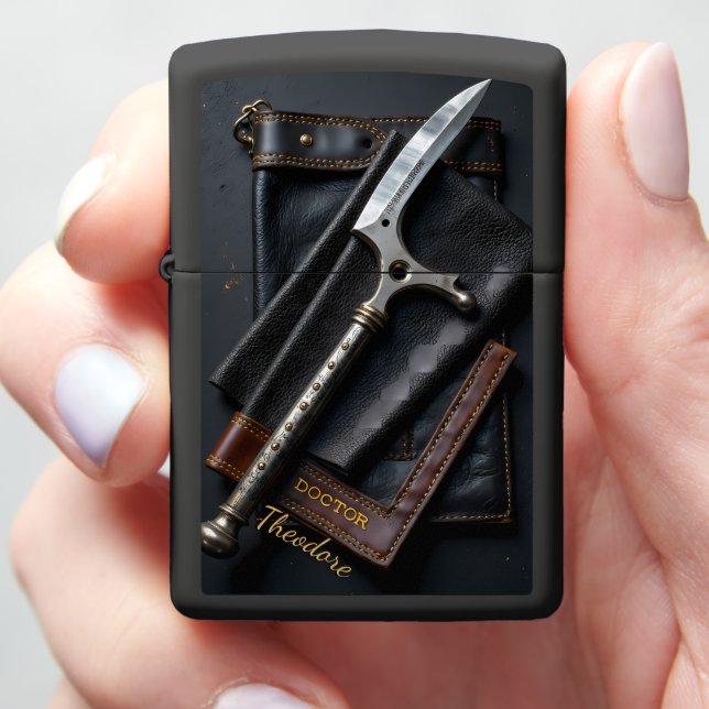 Physician's Dagger Surgeon Tool Keepsake Zippo Lighter (In Hand)